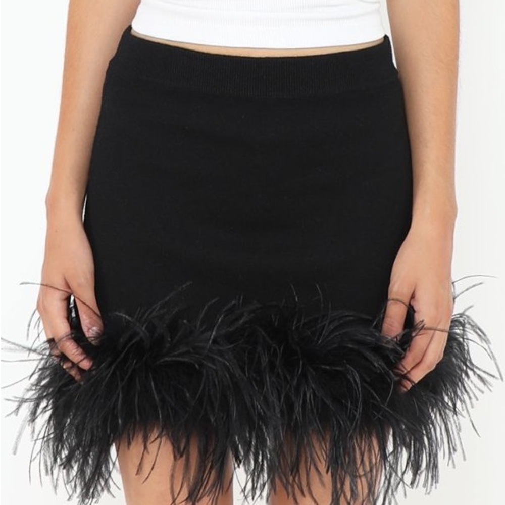 MIU MIU 2022 Cashmere Feather Trim Mini Skirt US4/IT40 - Picture 4 of 11